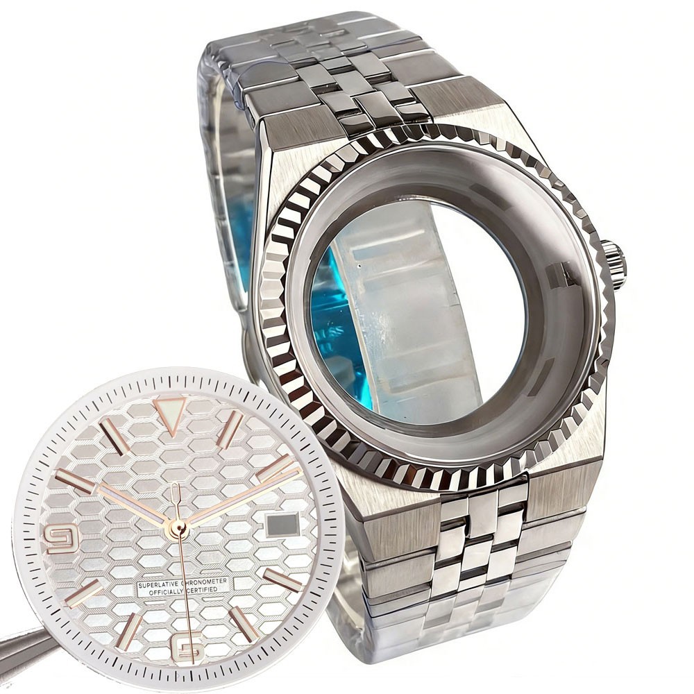 41mm Watch Case Bracelet Sapphire Fit NH35 NH36 NH38 for Land-Dweller 34mm Dial