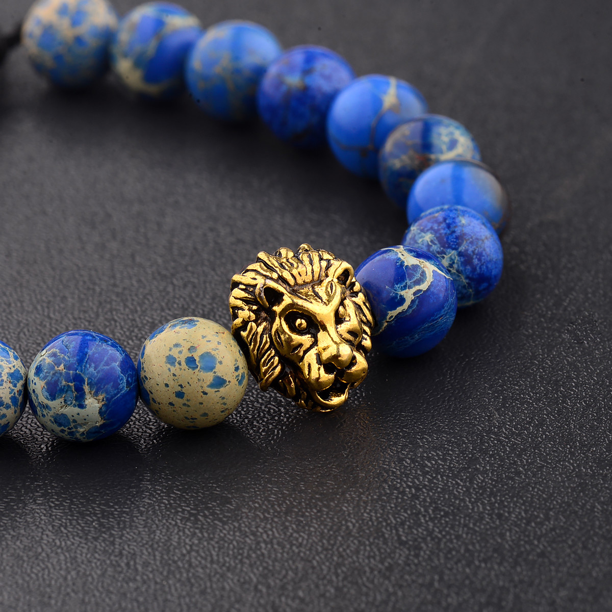 Fashion Men’s Women’s Lion Beads Regalite Lava Macrame Weaving Handmade Bracelet