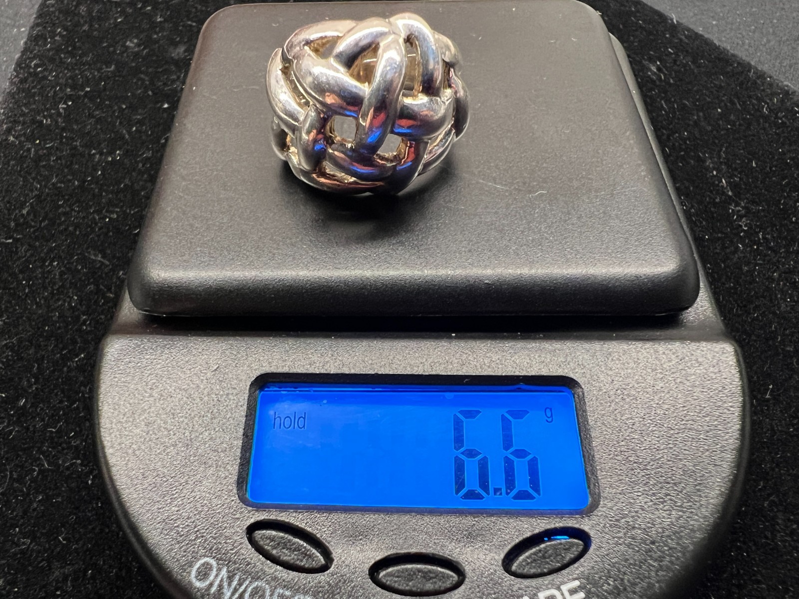 Vintage Sterling Silver Domed Basket Weave Ring Sz 8 almost – See mandrel