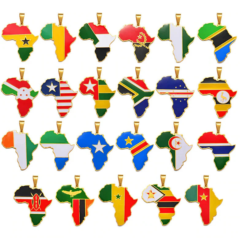 Mozambique Flag Africa Map Necklace