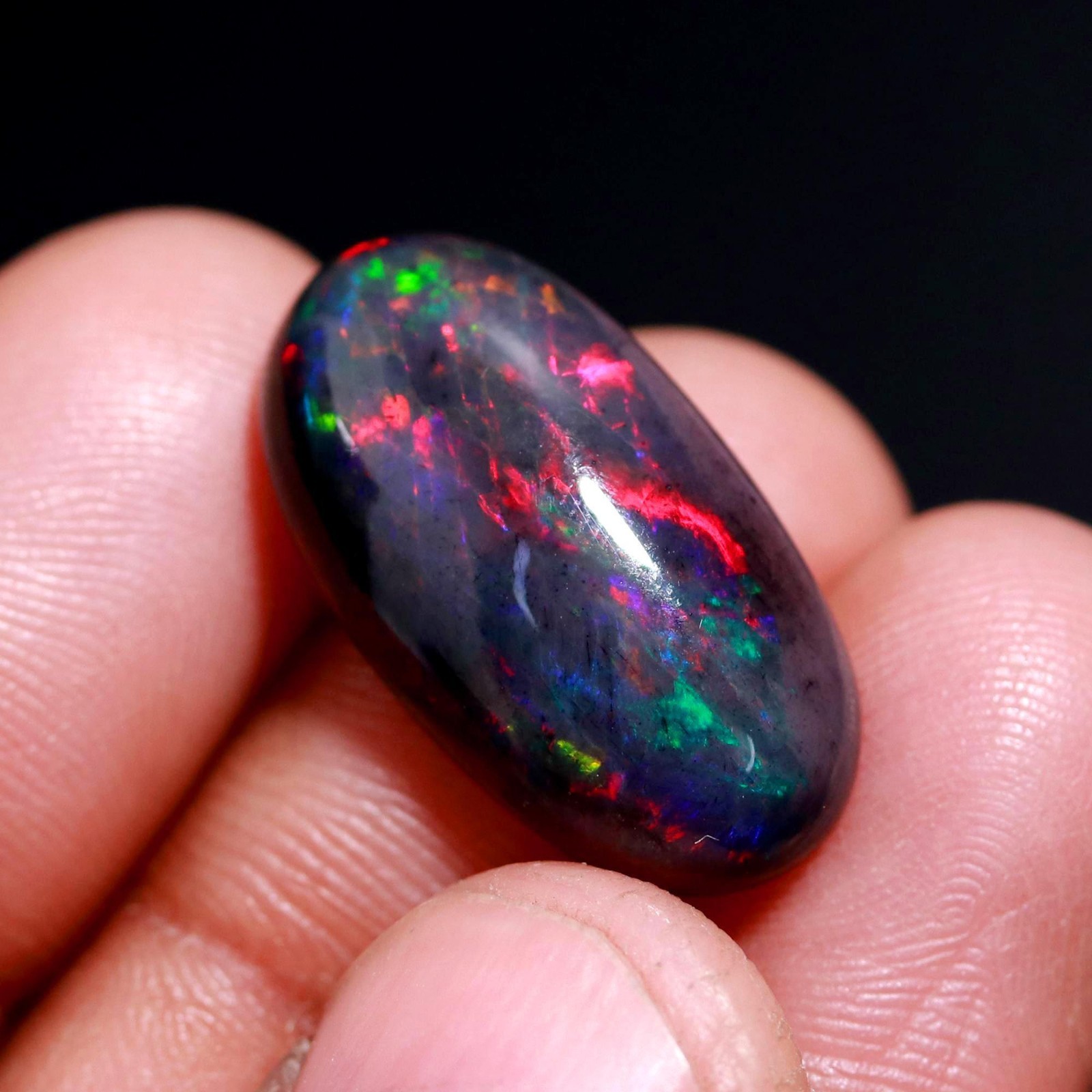Black Ethiopian Opal Loose Gemstone Big Size 23×12.2×6.2mm 9.05ct