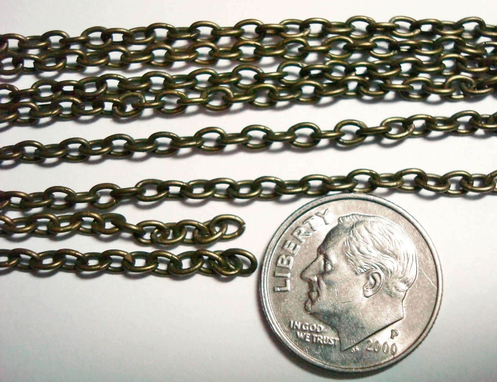 3 foot length Bronze Plated 3.5 x 3mm Cable Link Chain 12 links per inch PCH018