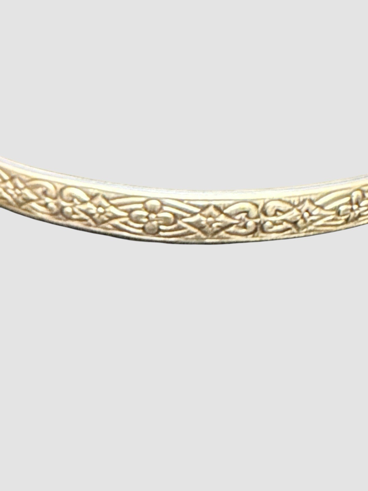 Sterling Silver Floral Bangle Bracelet 8in 4mm Stackable Boho Chic