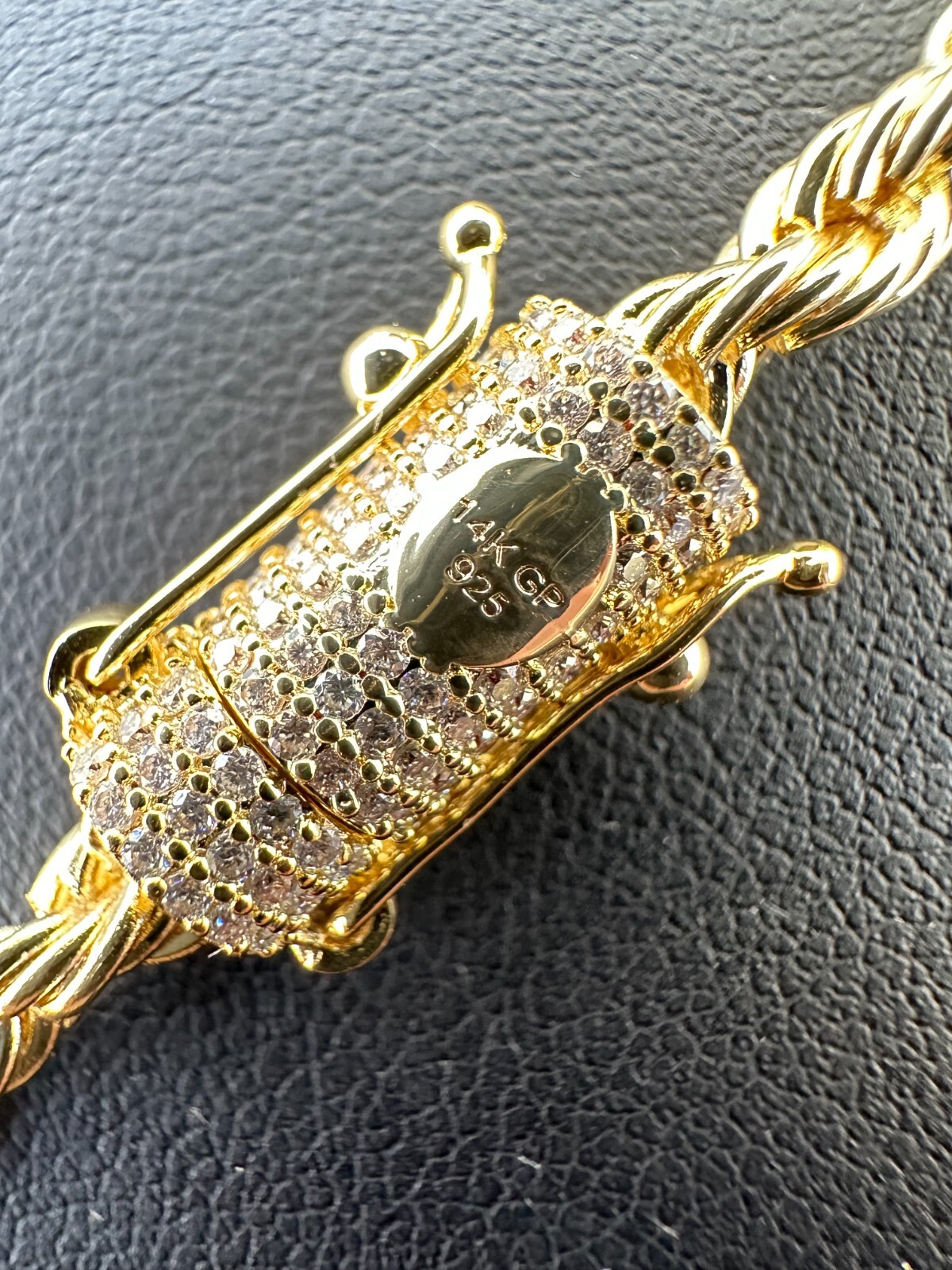 Iced MOISSANITE Clasp 14k Gold Over Stainless Rope Bracelet 4-6mm Pass Tester ✅