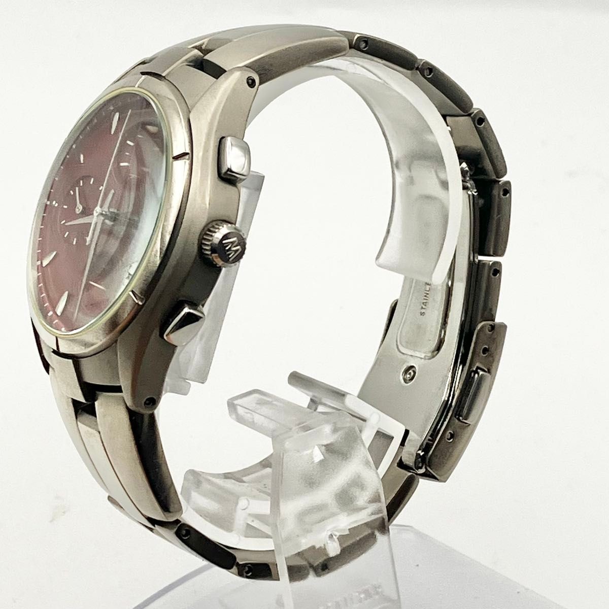 Seiko Wired Chronograph Men’s Titanium Red Dial Date Quartz Watch From Japan