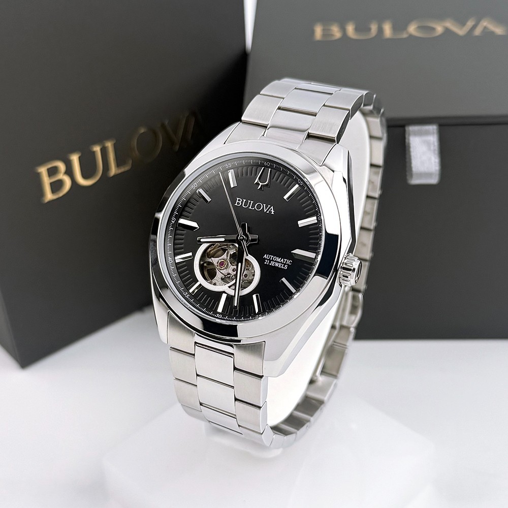 Men’s Bulova 96A270 Surveyor Automatic Stainless Black Dial Watch 42mm