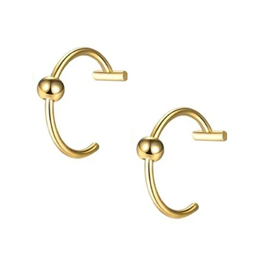 2PCS Trendy 10mm Stainless Steel Punk Clip on Fake Piercing Nose Wrap Lip Rings