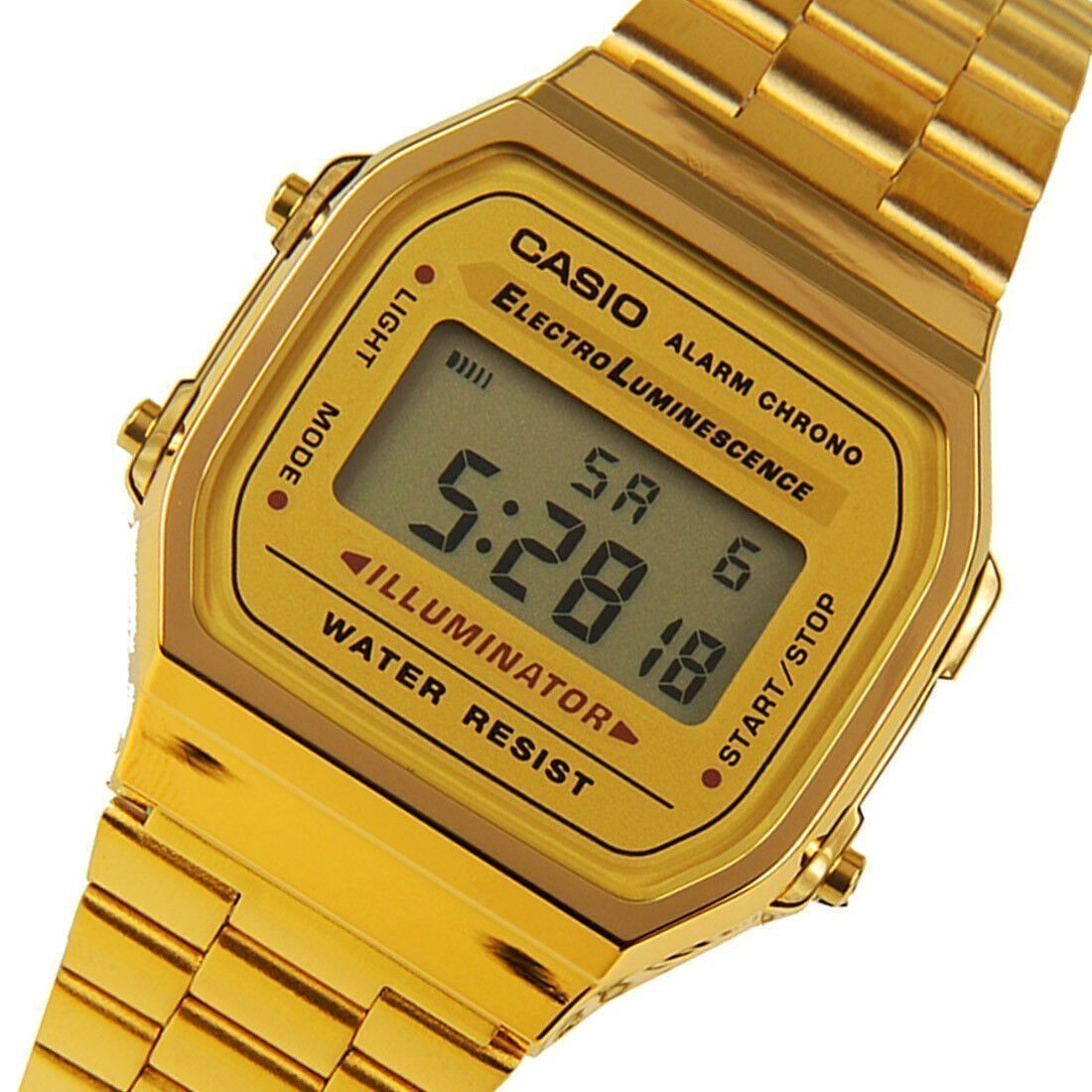 USA- MEN’S GOLD TONE STAINLESS STEEL DIGITAL WATCH A168WG CASIO