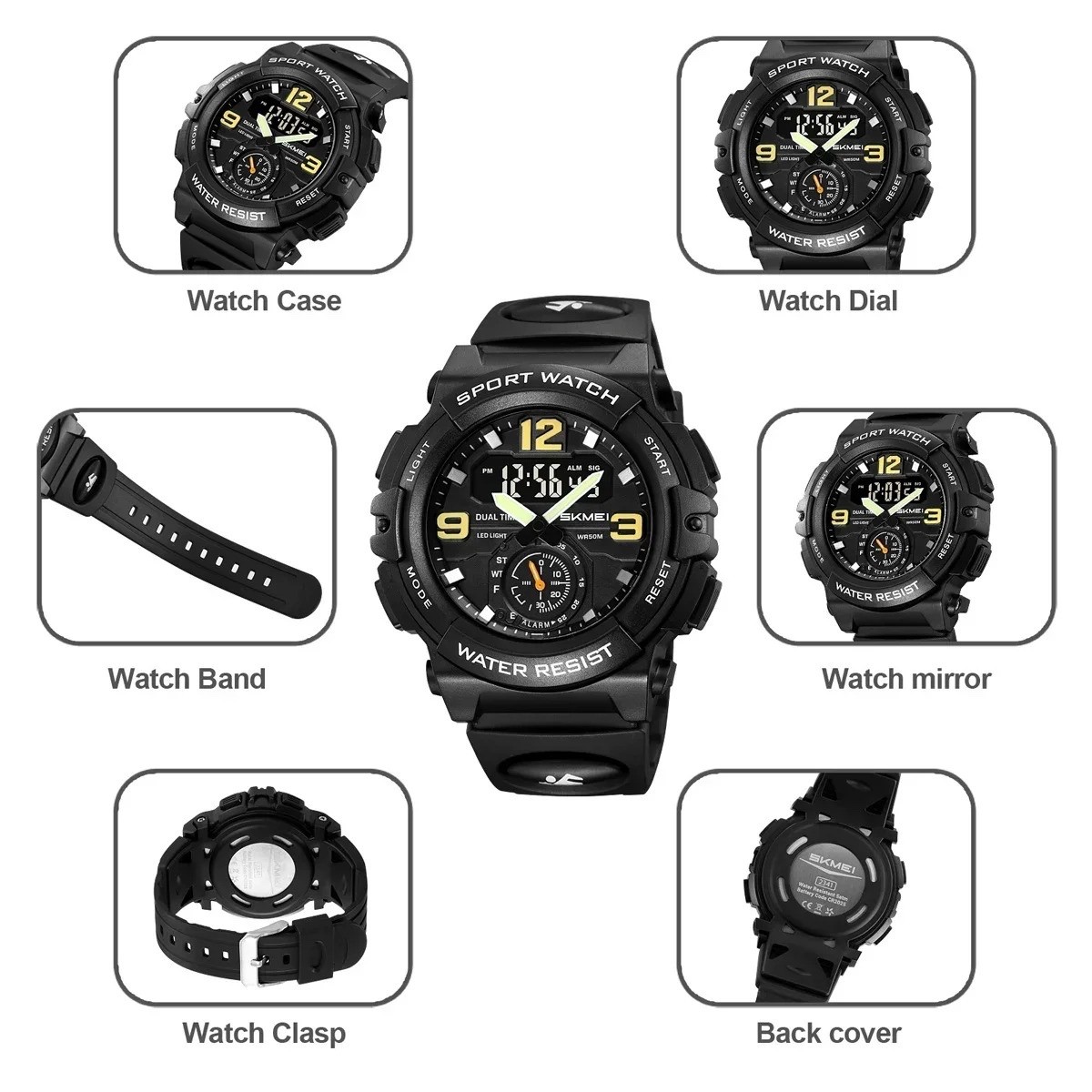 Rugged Large Dial Watch Waterproof Quartz