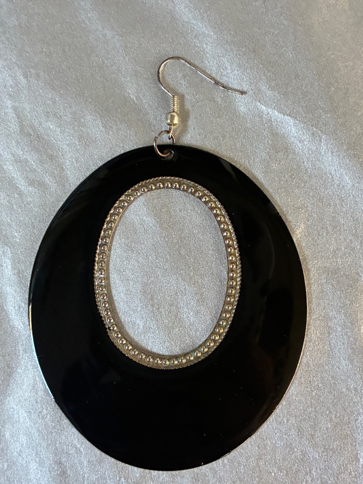 Lot of 3 Pair Bold Oversized Pierced Earrings Black Silver Gold Tone Geometric