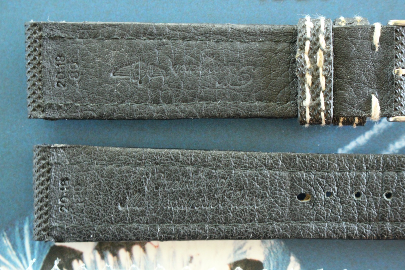 NOS BREITLING 107S 20-18 BLACK PLONGEUR TONGUE BUCKLE WATCH BAND WATCHBAND STRAP