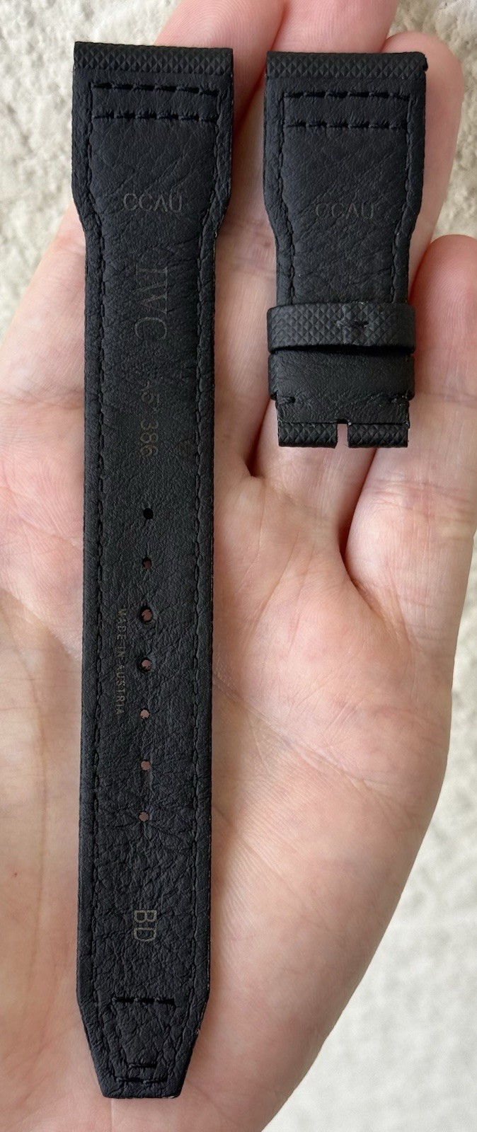 IWC 22mm x 18mm Black Calfskin Leather Watch Strap Band A51386 New Authentic OEM