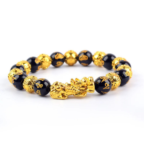 Feng Shui Obsidian Stone Beads Bracelet Men Women Wristband