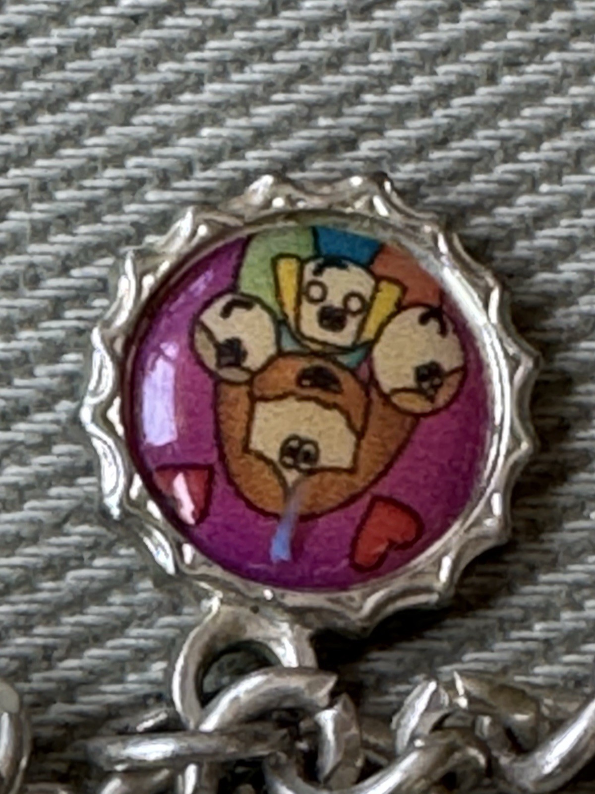 Vintage Ricordo Metal and Enamel Cartoon Character Charm Bracelet