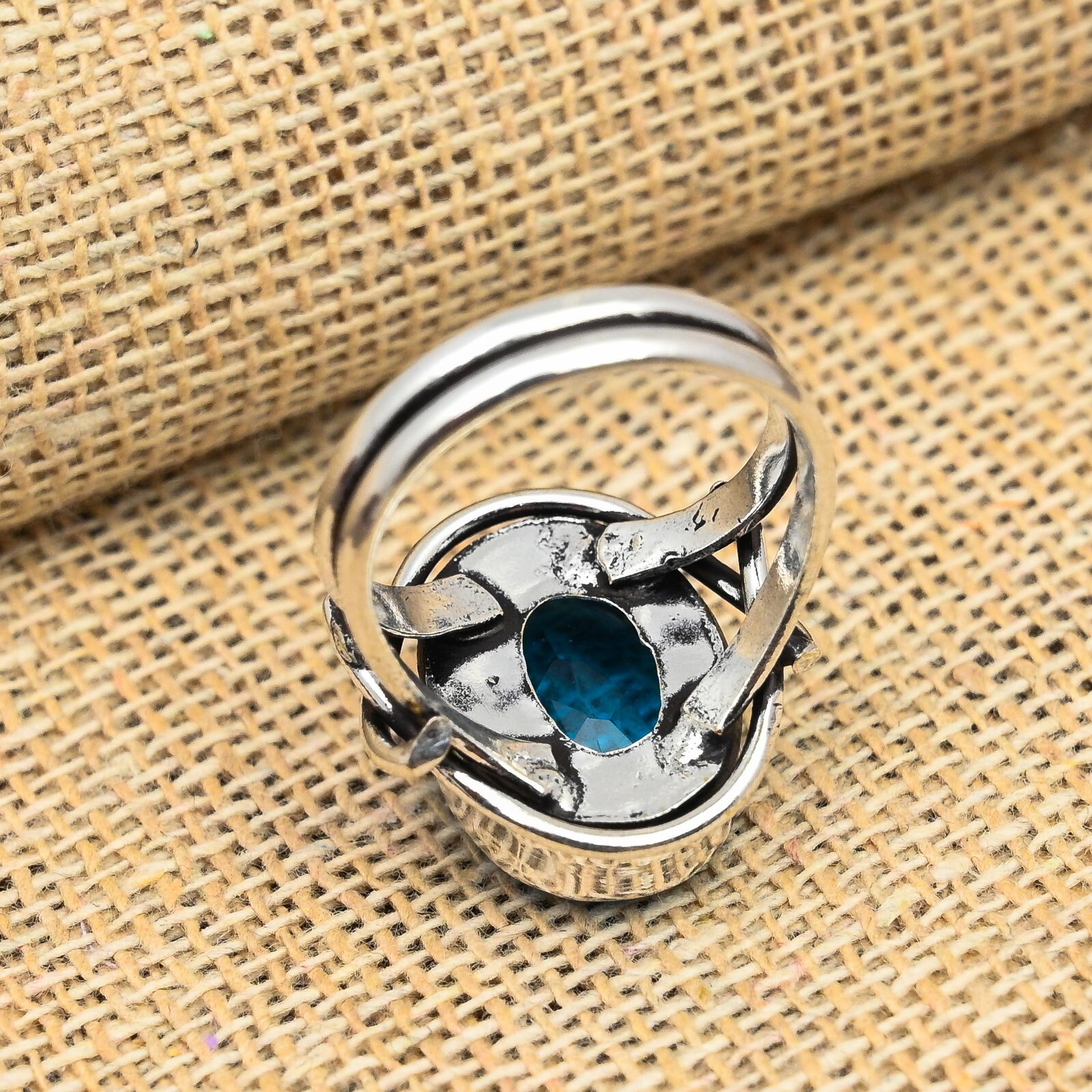 London Blue Topaz Gemstone Handmade 925 Sterling Silver Ring Jewelry