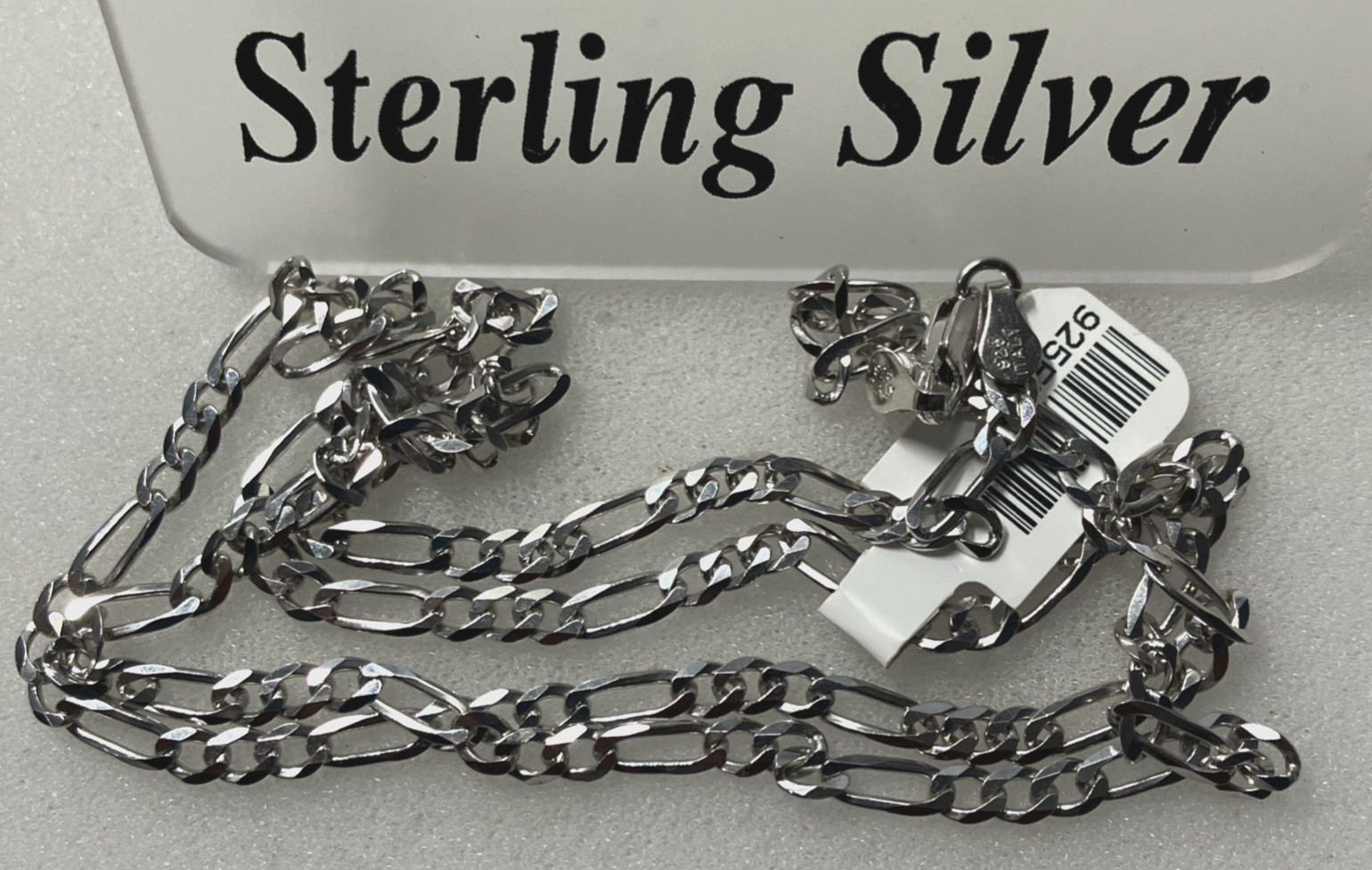 925 Sterling Silver Italy Solid Figaro Link Chain 9.6grams 3.7mm 24inch Necklace
