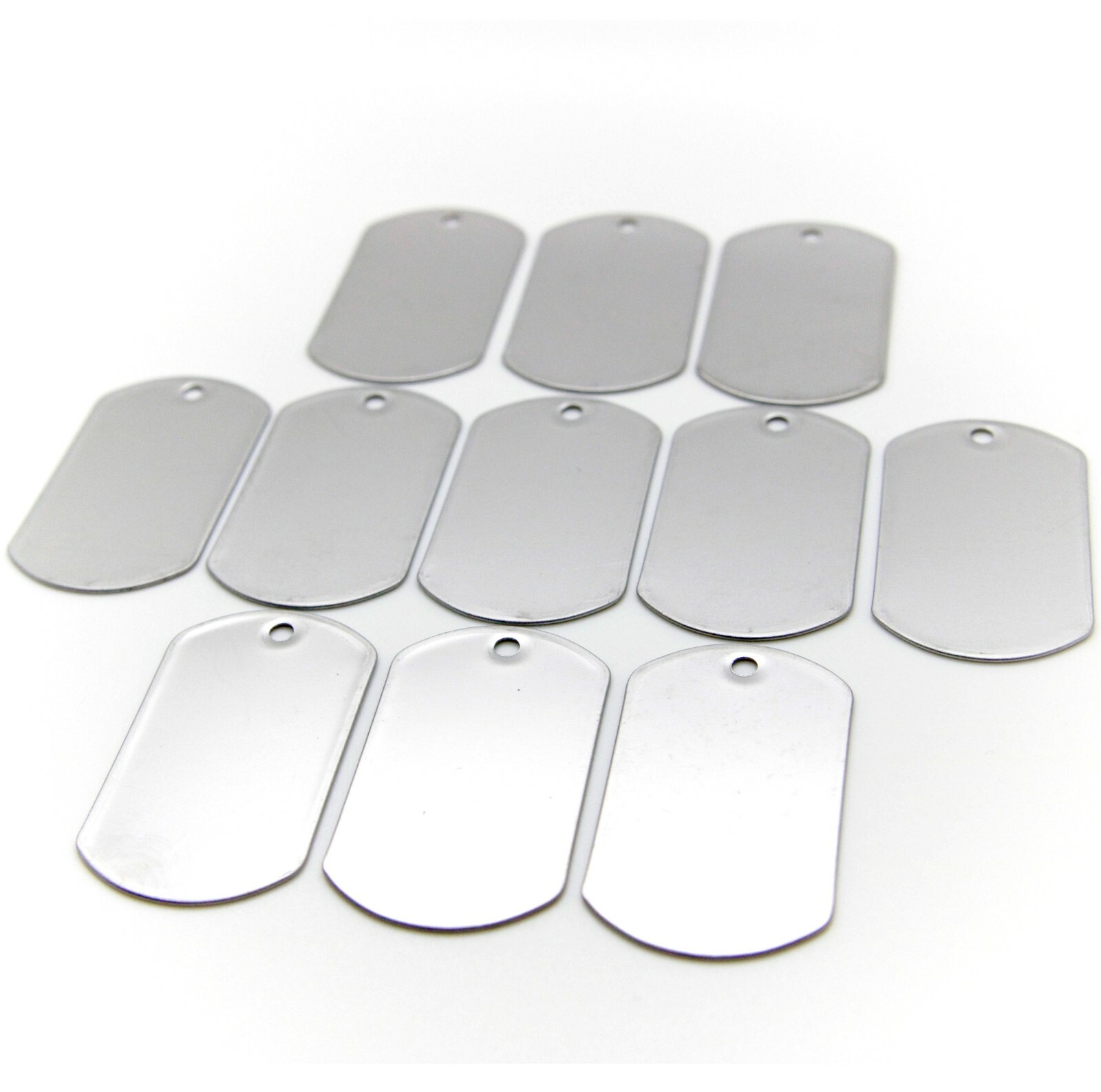LOT 50pc BLANK STAINLESS STEEL DOG TAG SHINY/MATTE WITH 50pc 30″ S/S NECKLACES