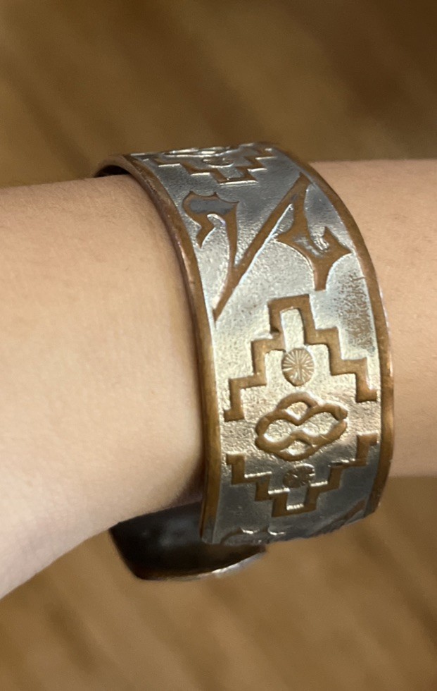 VINTAGE SOUTHWEST ESTATE SOLID COPPER WHEELER MANUFACTURING CUFF BRACELET-small