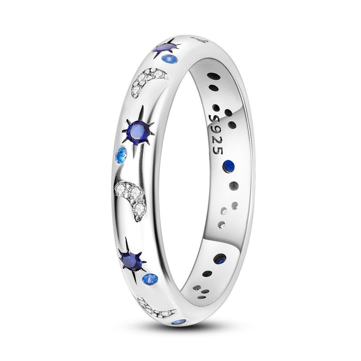 LAZA 925 Sterling Silver Brilliant Night Sky Finger Ring Blue CZ Women Jewelry
