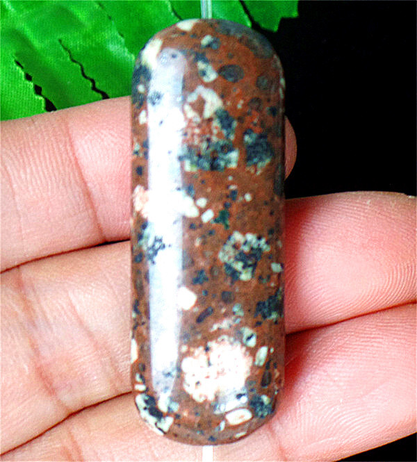 41x15x8mm Natural Brown Leopard Skin Jasper Oblong Heigth Holes Bead AD62639