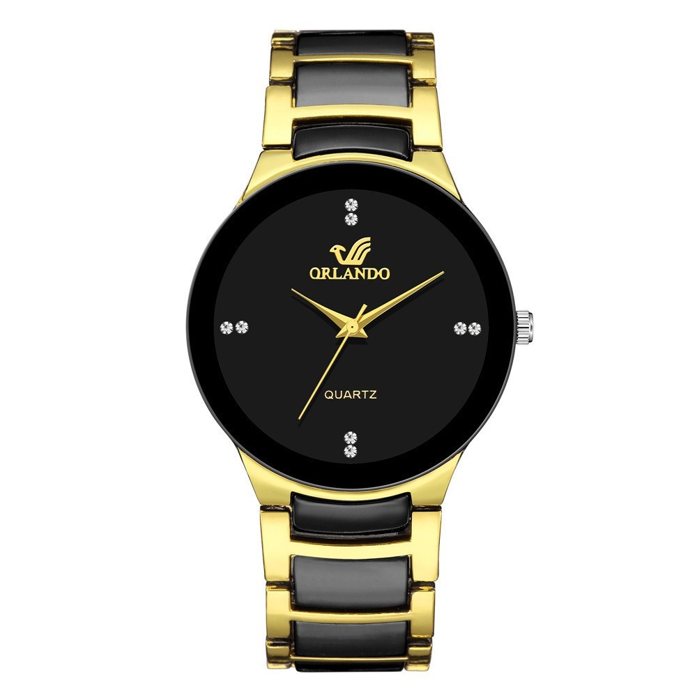 Luxury Men Quartz Wrist Watch Gold Black Stainless Steel Casual Business