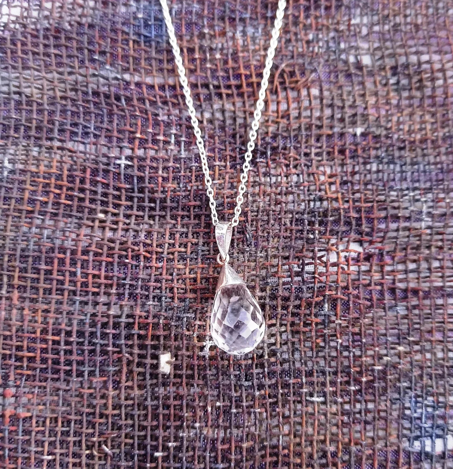 30Ct Drop White Topaz Pendant Sterling Silver Gemstone Jewelry With Sliver Chain