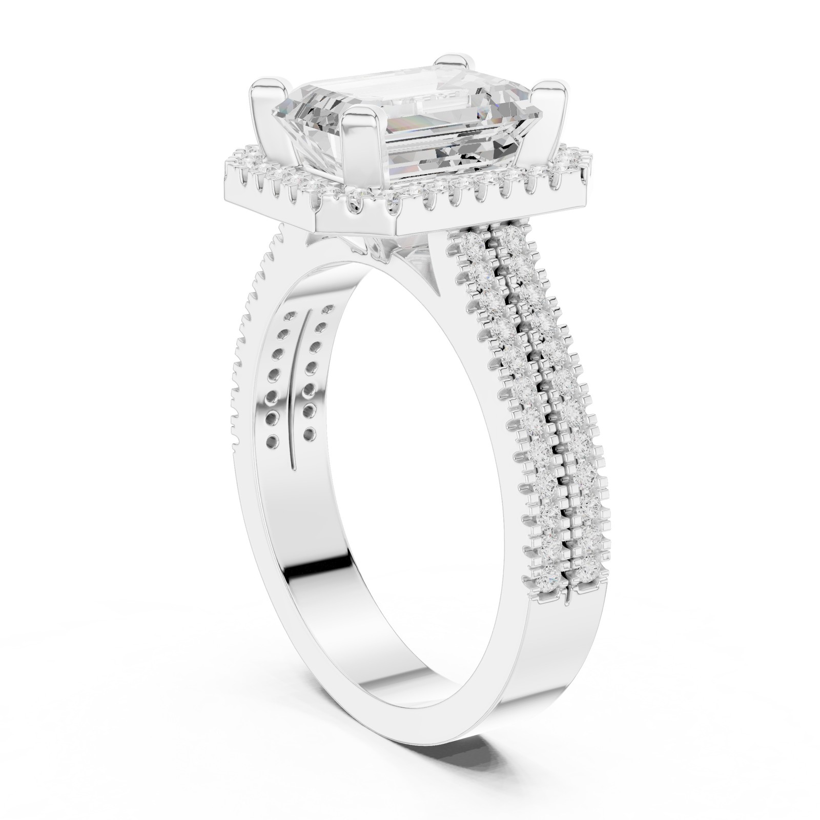 Emerald Cut 2.9 Ct Lab Grown Diamond Ring Classic Women Jewellery 14k Gold Over