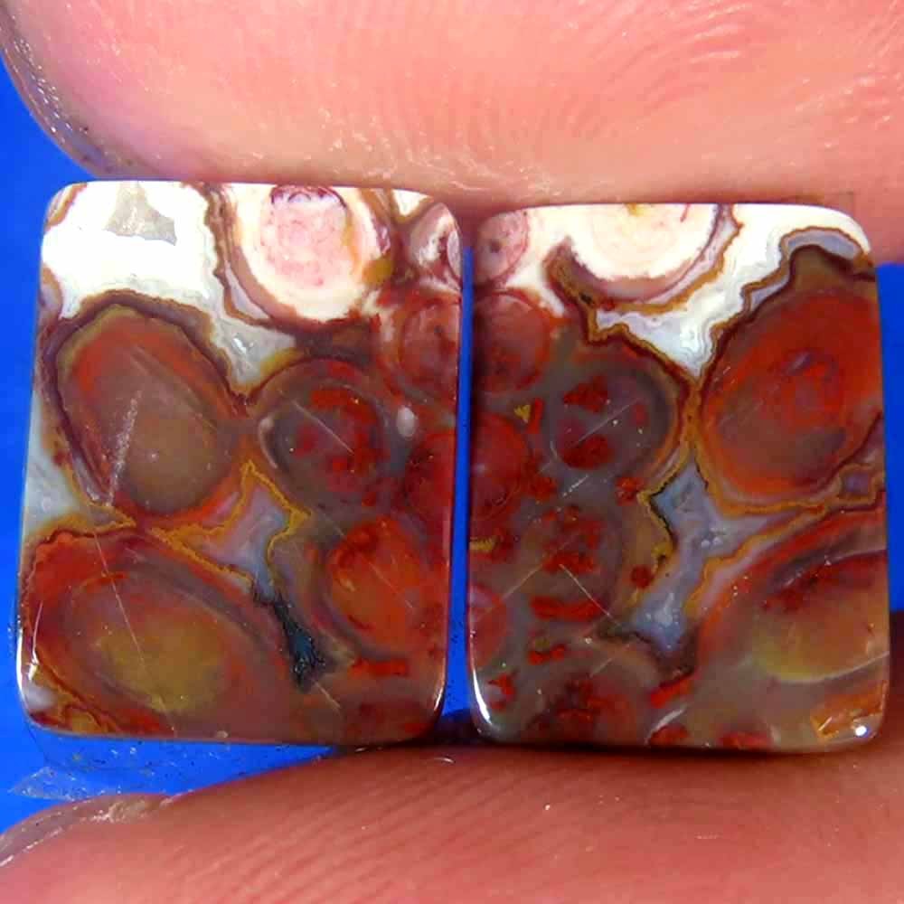 5.05Cts 100%Natural Red Palm Root Agate Cushion Cab Pair 8x11x2mm Loose Gemstone