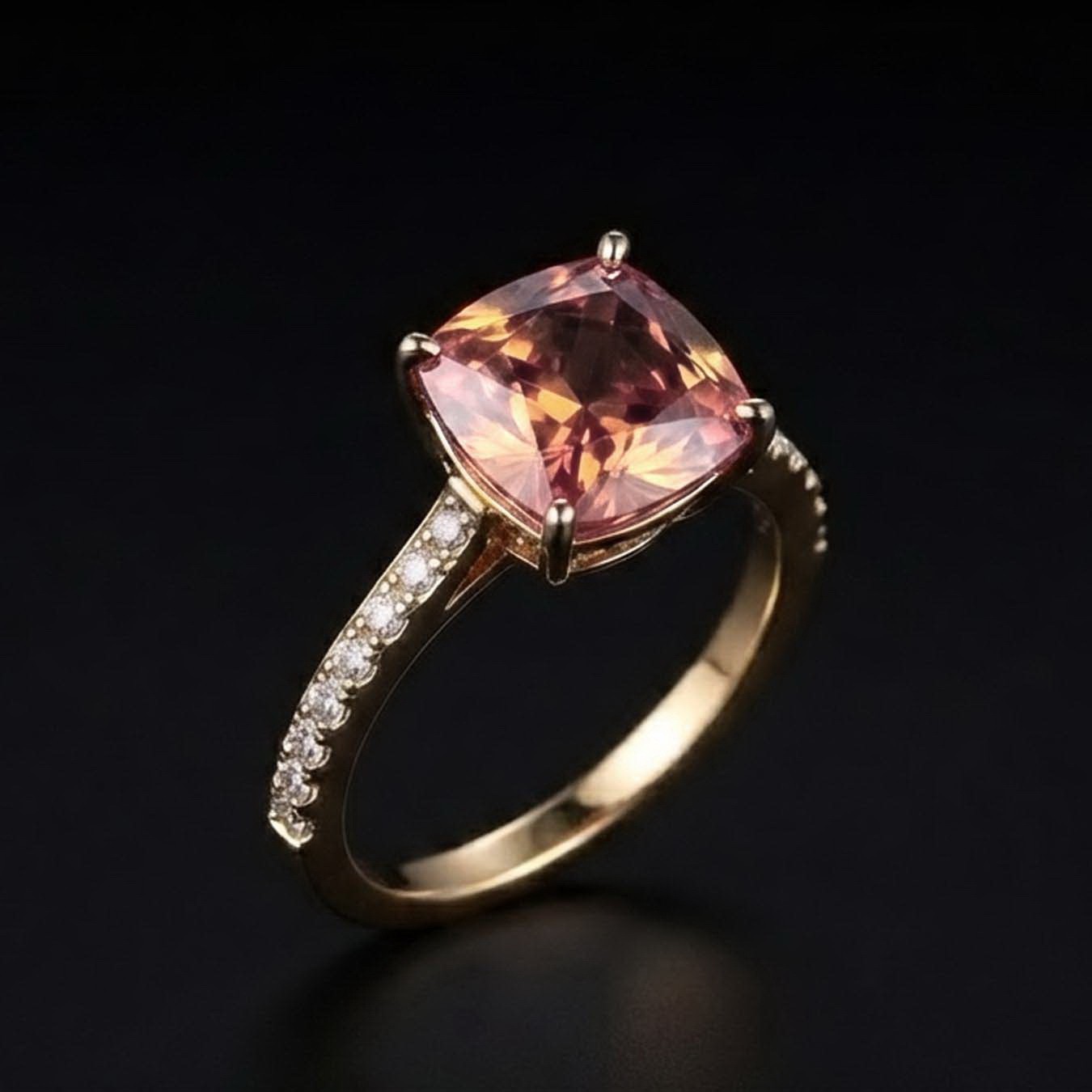 8.5 Natural imperial topaz Ring Silver Sterling Size 7 Free Resize Plated gold