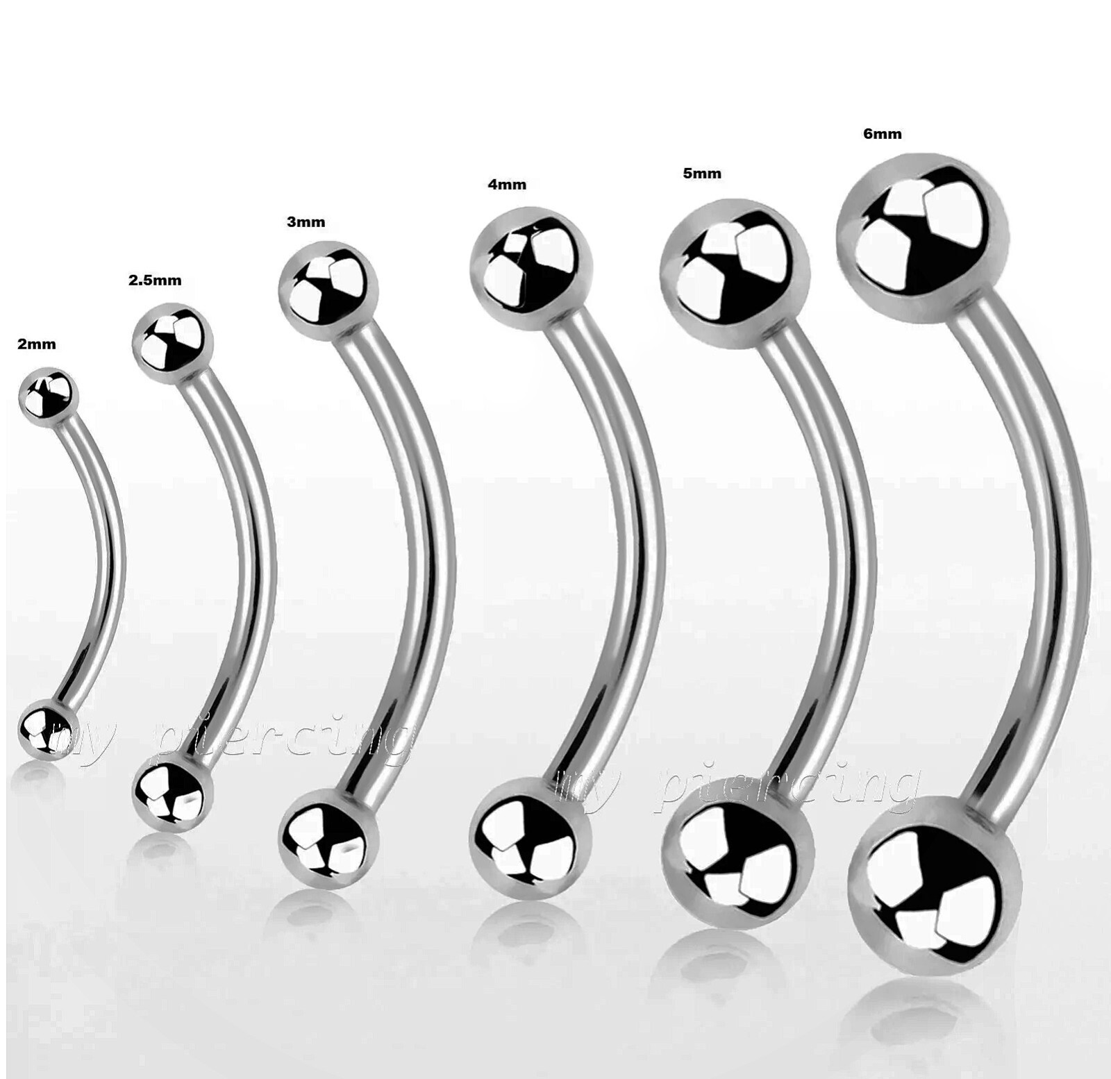 20g 18g 16g 14g 12g 10g Curved Barbell Eyebrow Ring Tongue Snake-Eyes Piercing