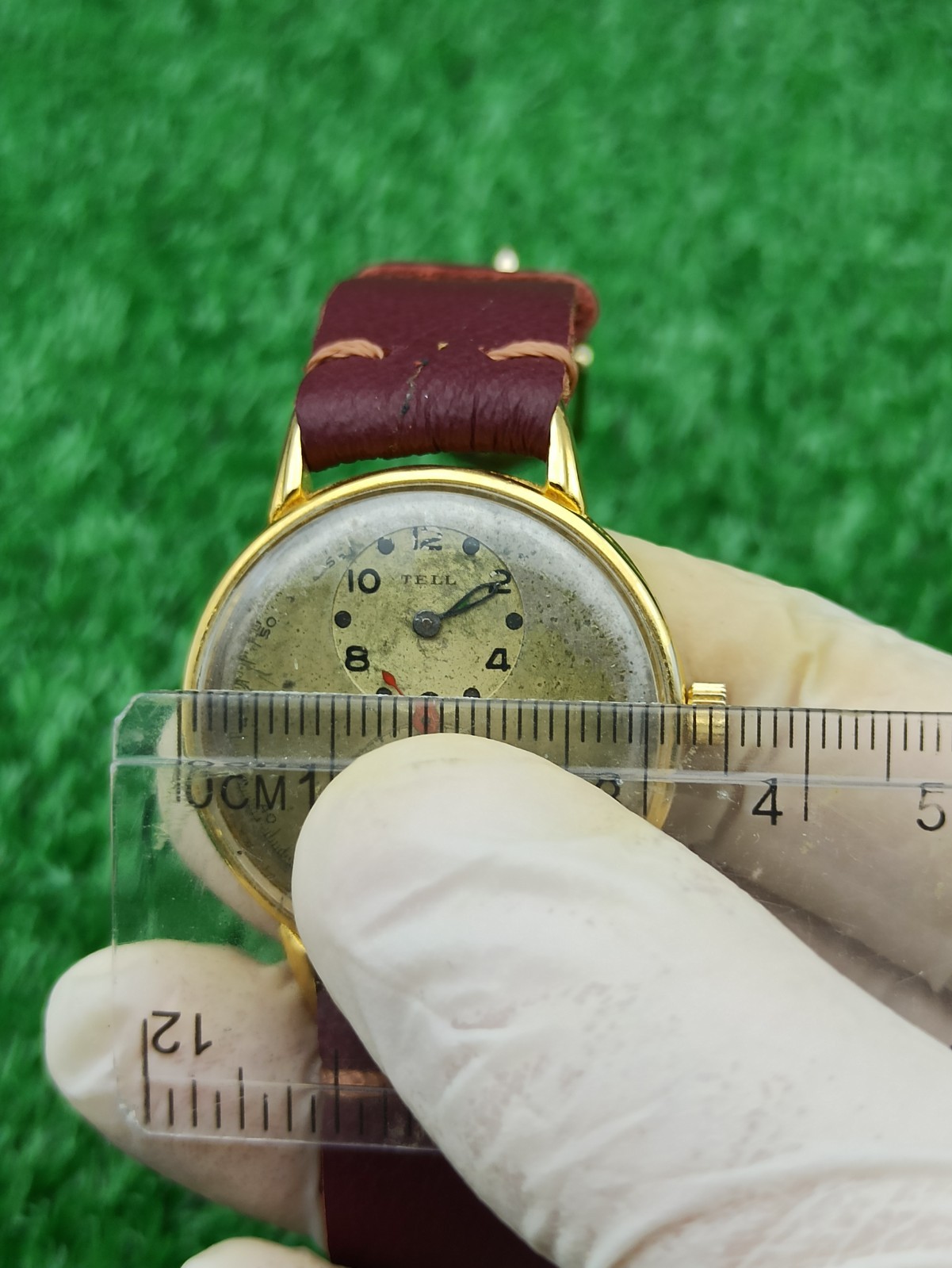 Vintage TELL Swiss Doctors Watch Duo Dial Manual Wind 1940s Gold Plated RUNNING