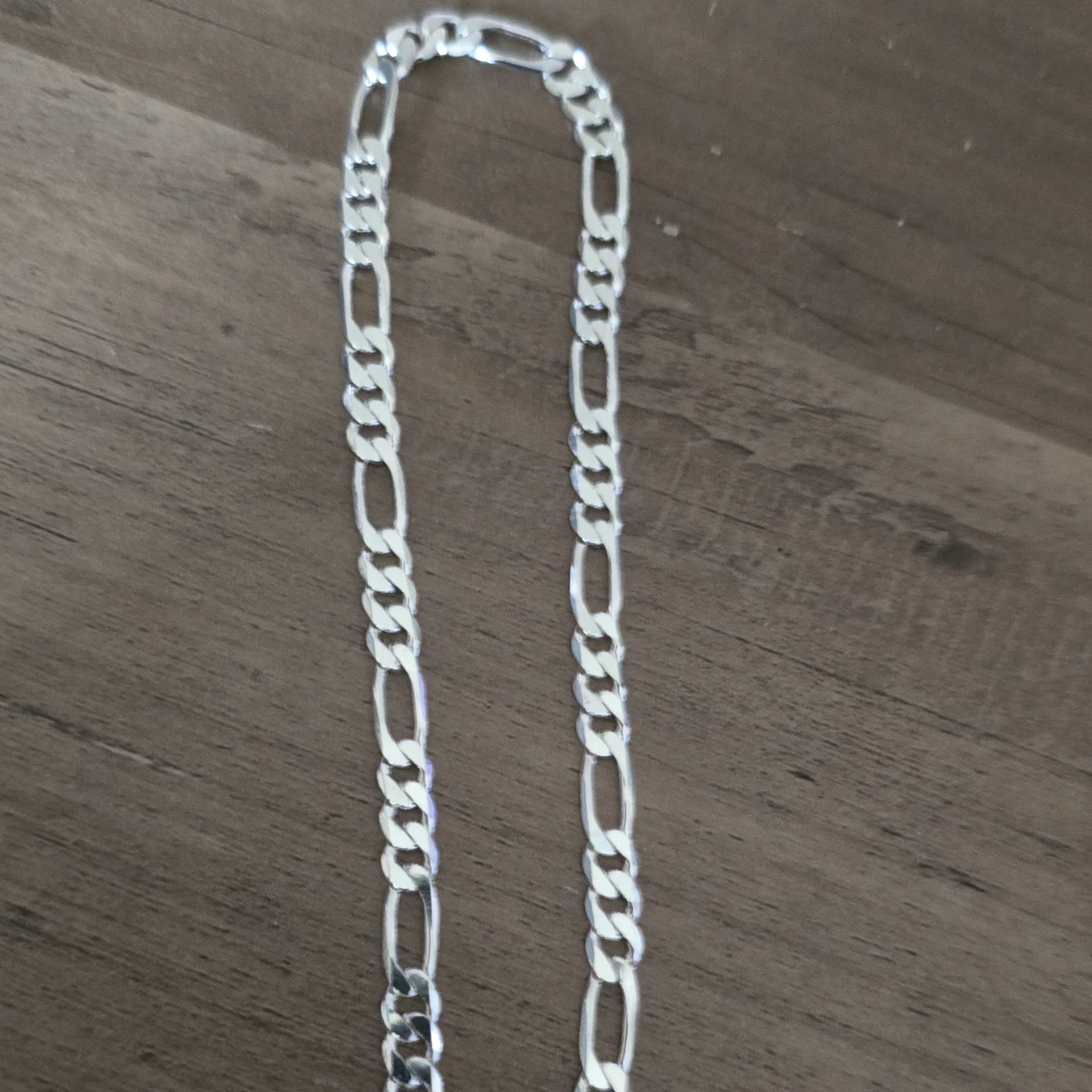 925 Sterling Silver Figaro Anklet/Bracelet Necklace w/ Lobster Clasp Signed