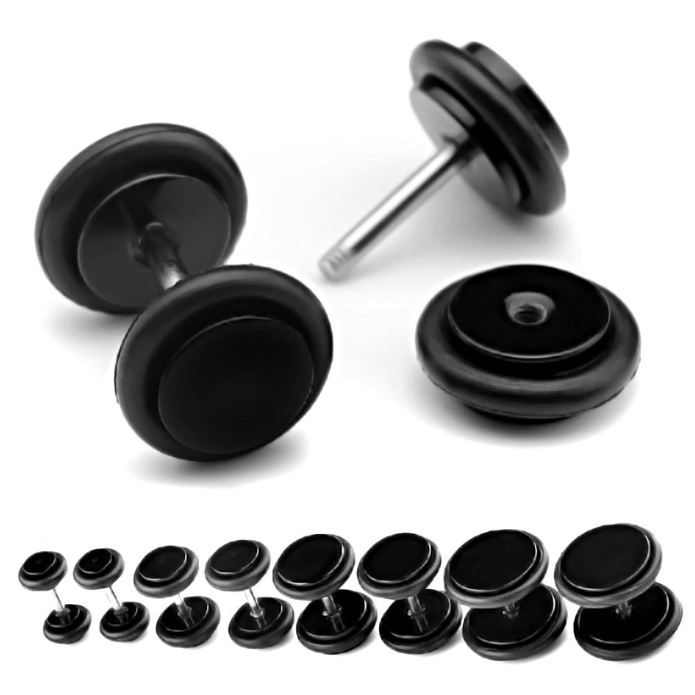 PiercingJ 8pcs Acrylic Barbell Stud Earring with O-ring Fake 18G (1mm), Black