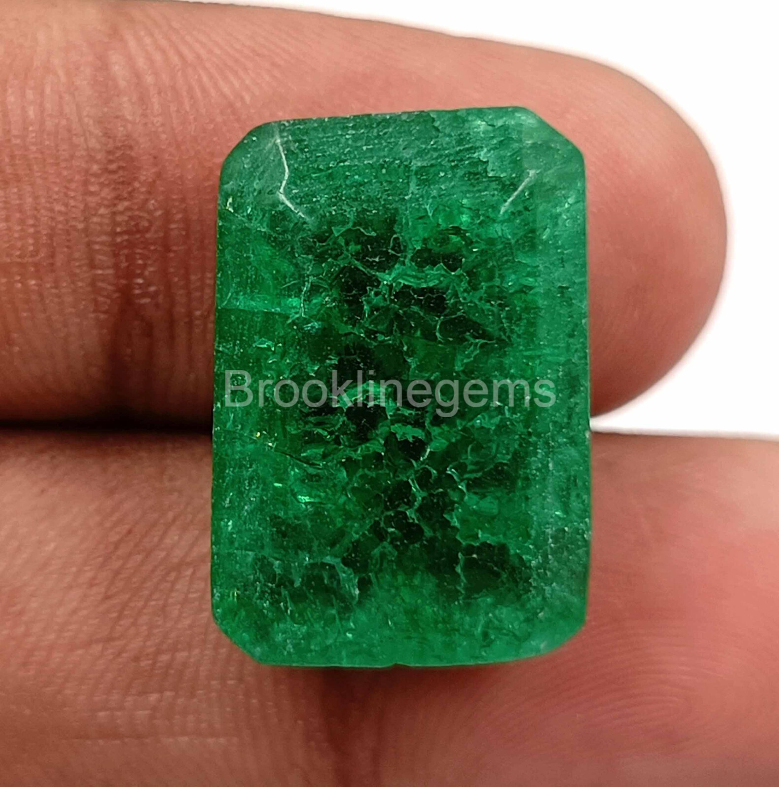 Natural EGL Certified 20 Ct Zambia Emerald Cut Green Emerald Loose Gemstone EKU
