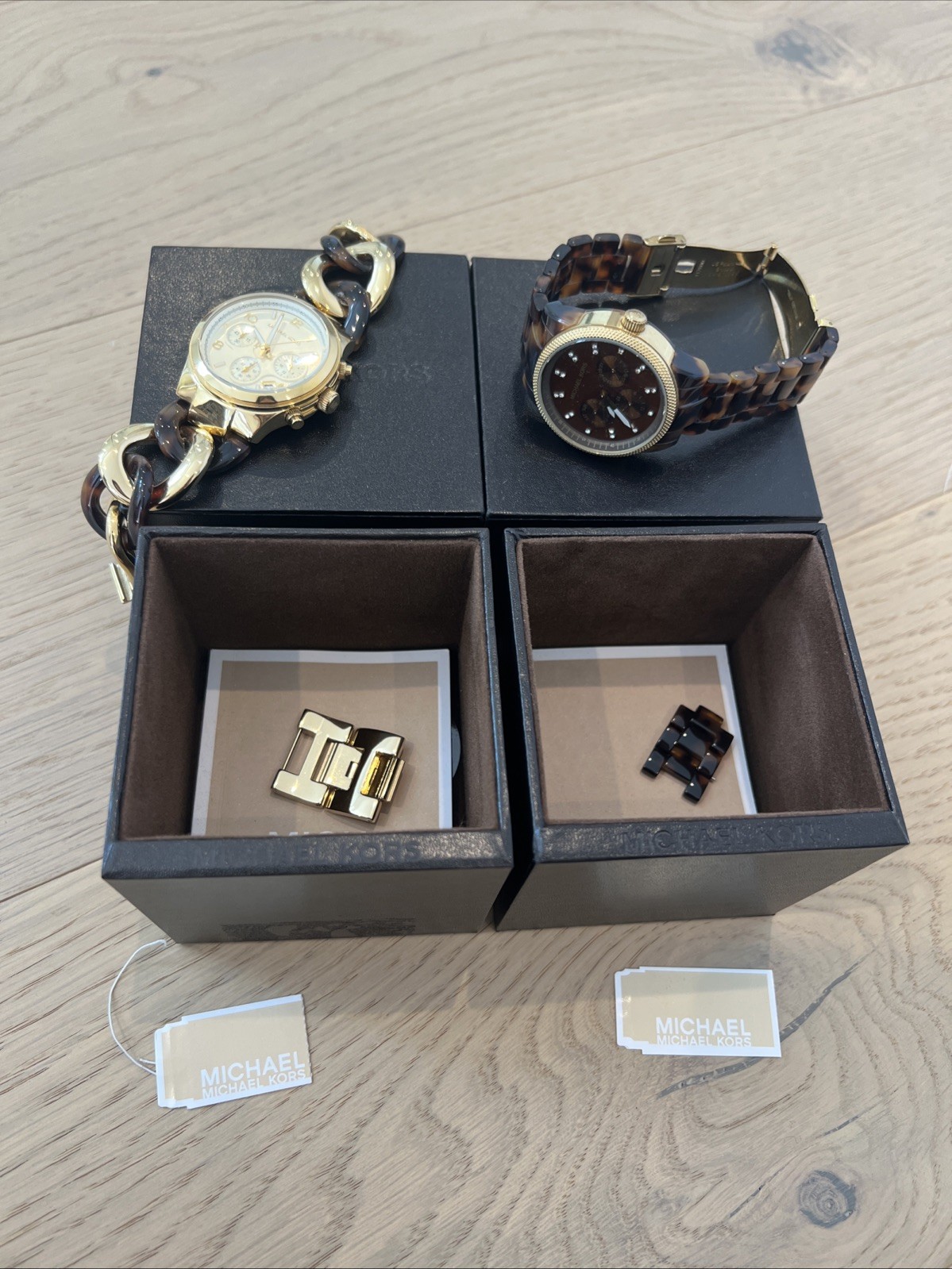 2 Michael Kors Womens Watch Jet Set MK5039, Runway MK2256 Leather Tortoise Shell