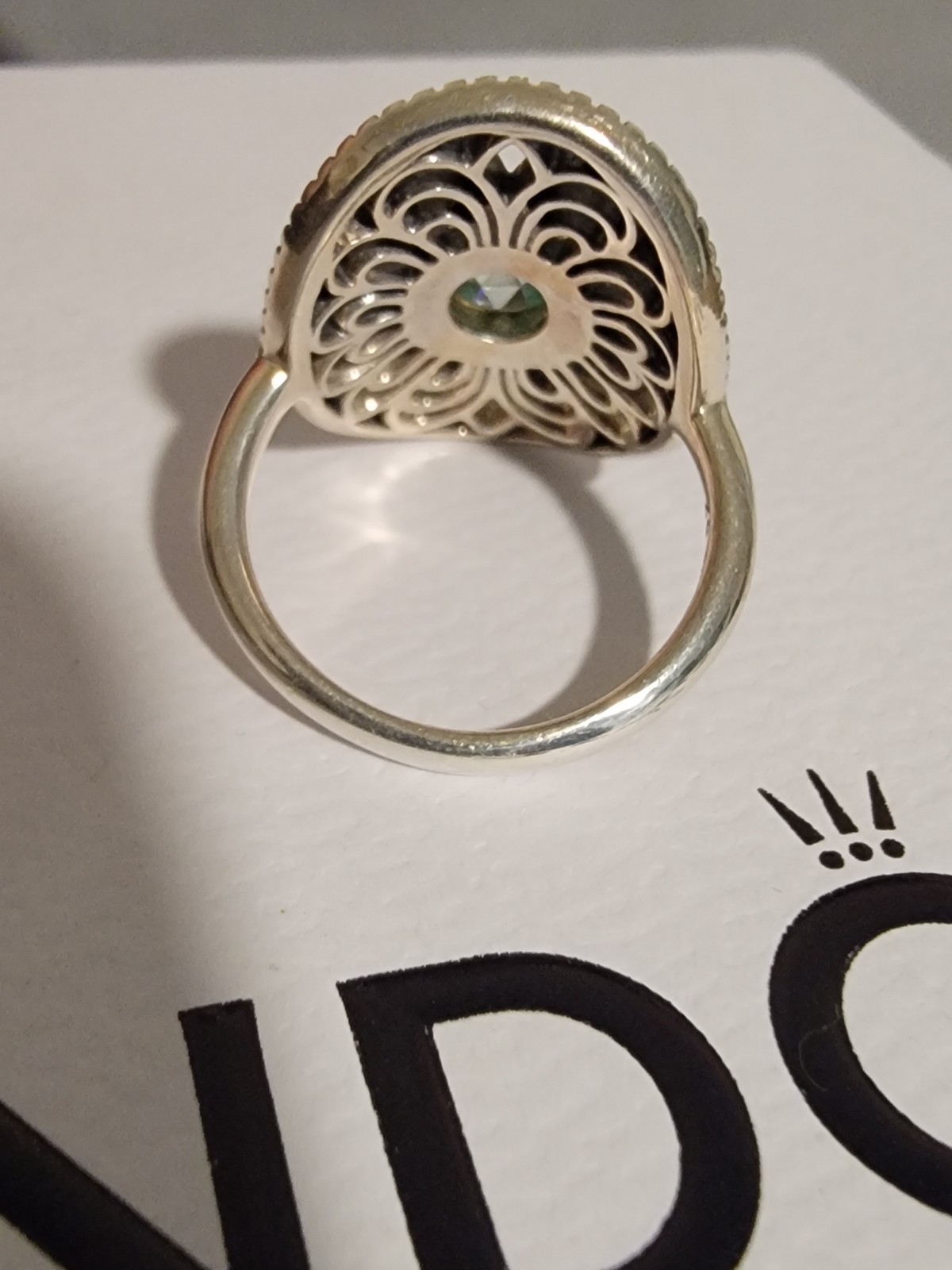 Pandora Vintage Allure Green Sythetic Spinel & 14K Gold Sz 6 With Box