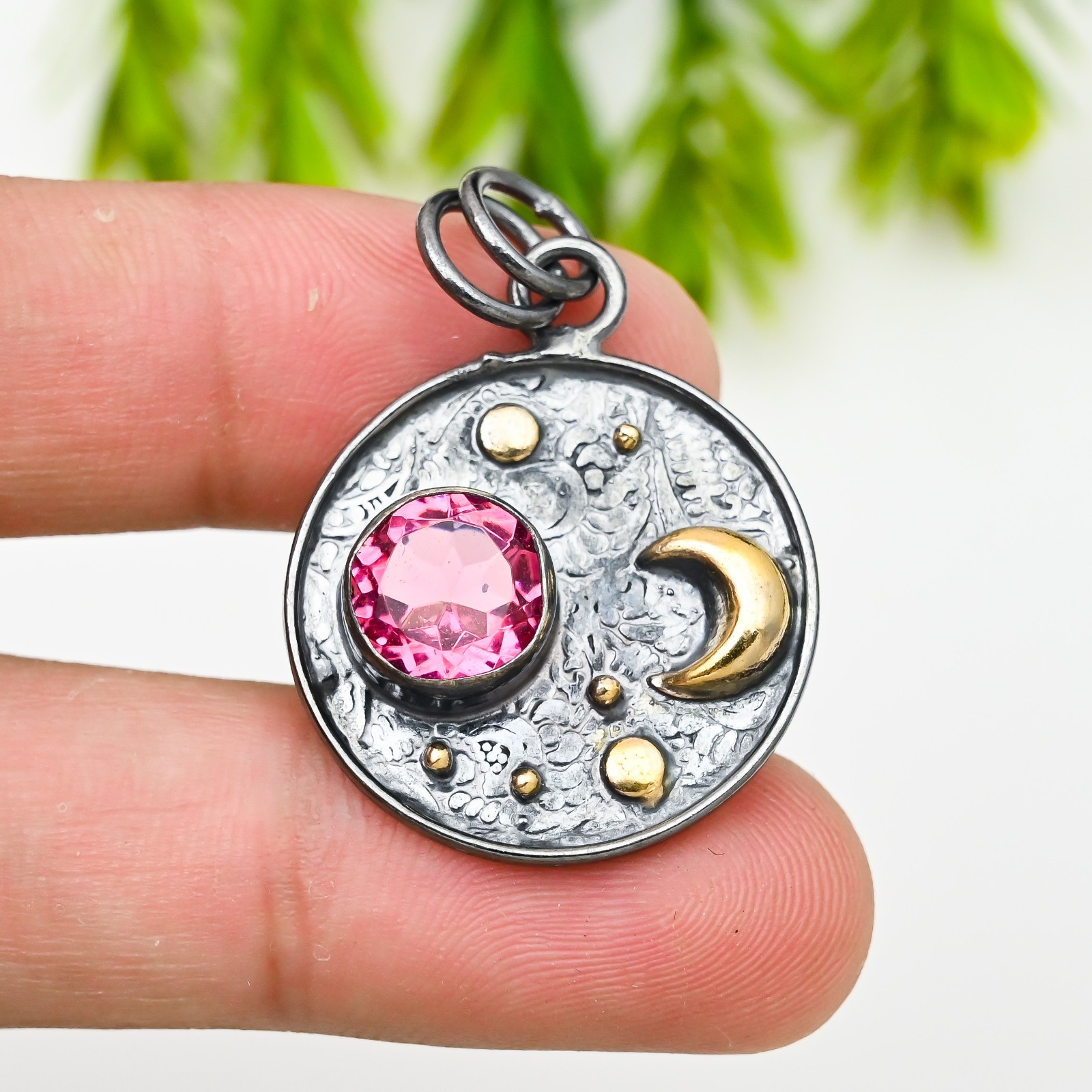 Rhodolite Gemstone 925 Sterling Silver Pendant Handmade Jewelry Gift For Her