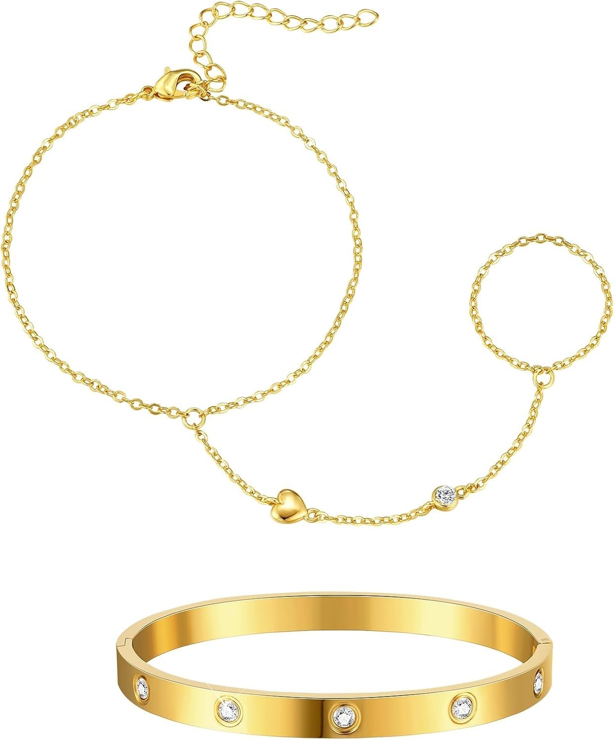 Gift-Ready 5 Piece Gold Bracelet Stack – Unique Jewelry Set for Every Occasion