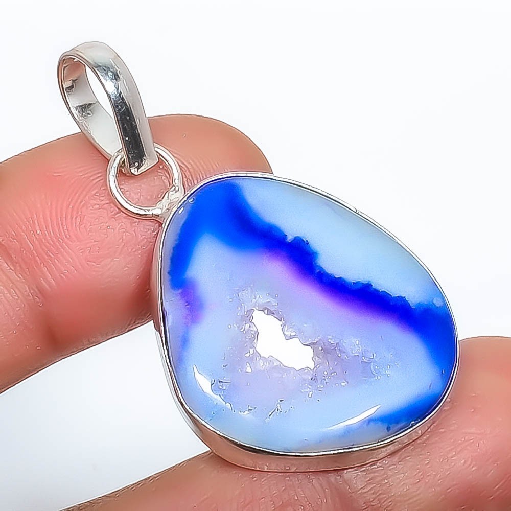 Gift For Her 925 Sterling Silver Drusy Gemstone Jewelry Pendant