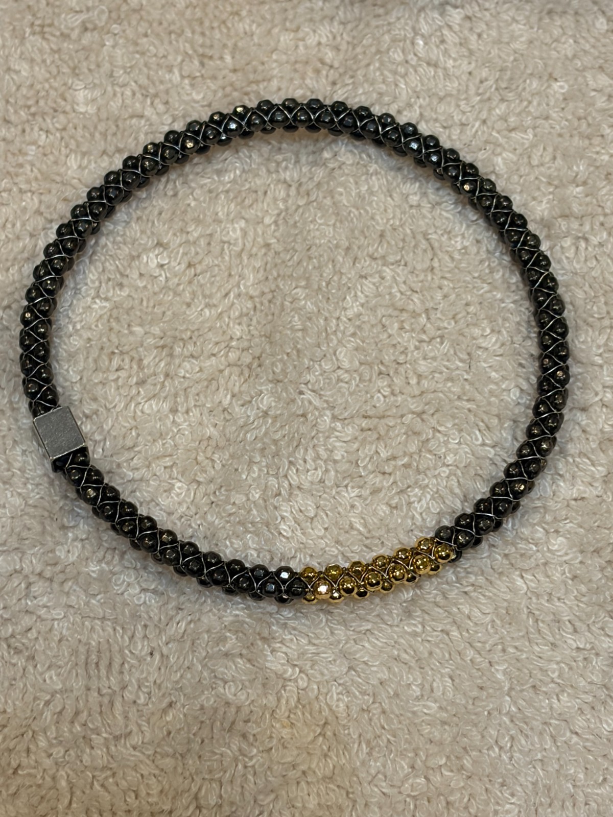 Mignon Faget/John Humphries Halo Bangle, Black & Gold, Size M