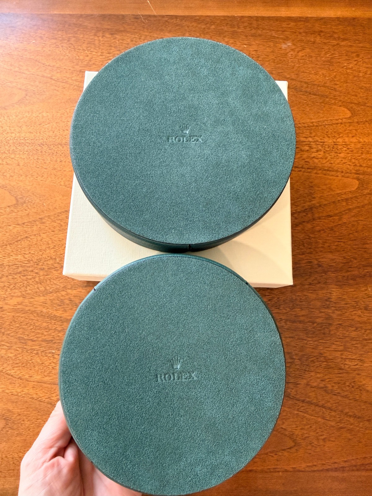 ROLEX 2x Nesting Tray LEATHER 100% authentic NEW IN BOX WATCHES & WONDERS Green