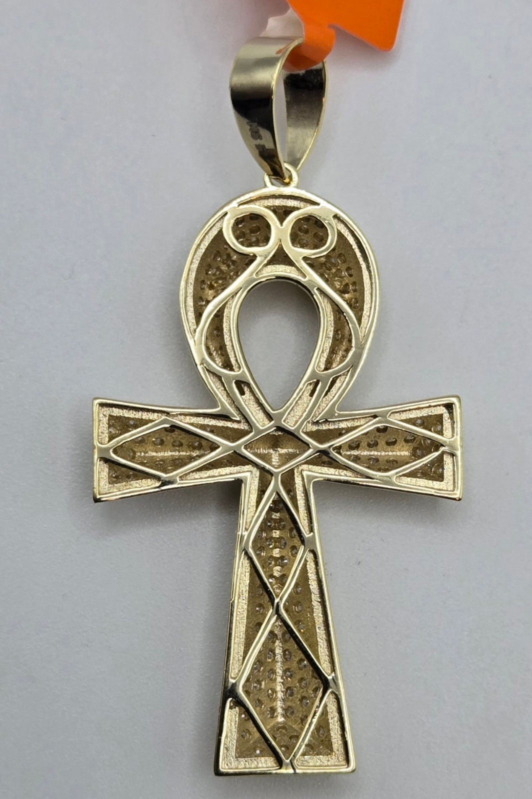 Solid 925 Sterling Silver MOISSANITE 2.0ctw PENDANT Ankh Cross, 14k Gold Vermeil