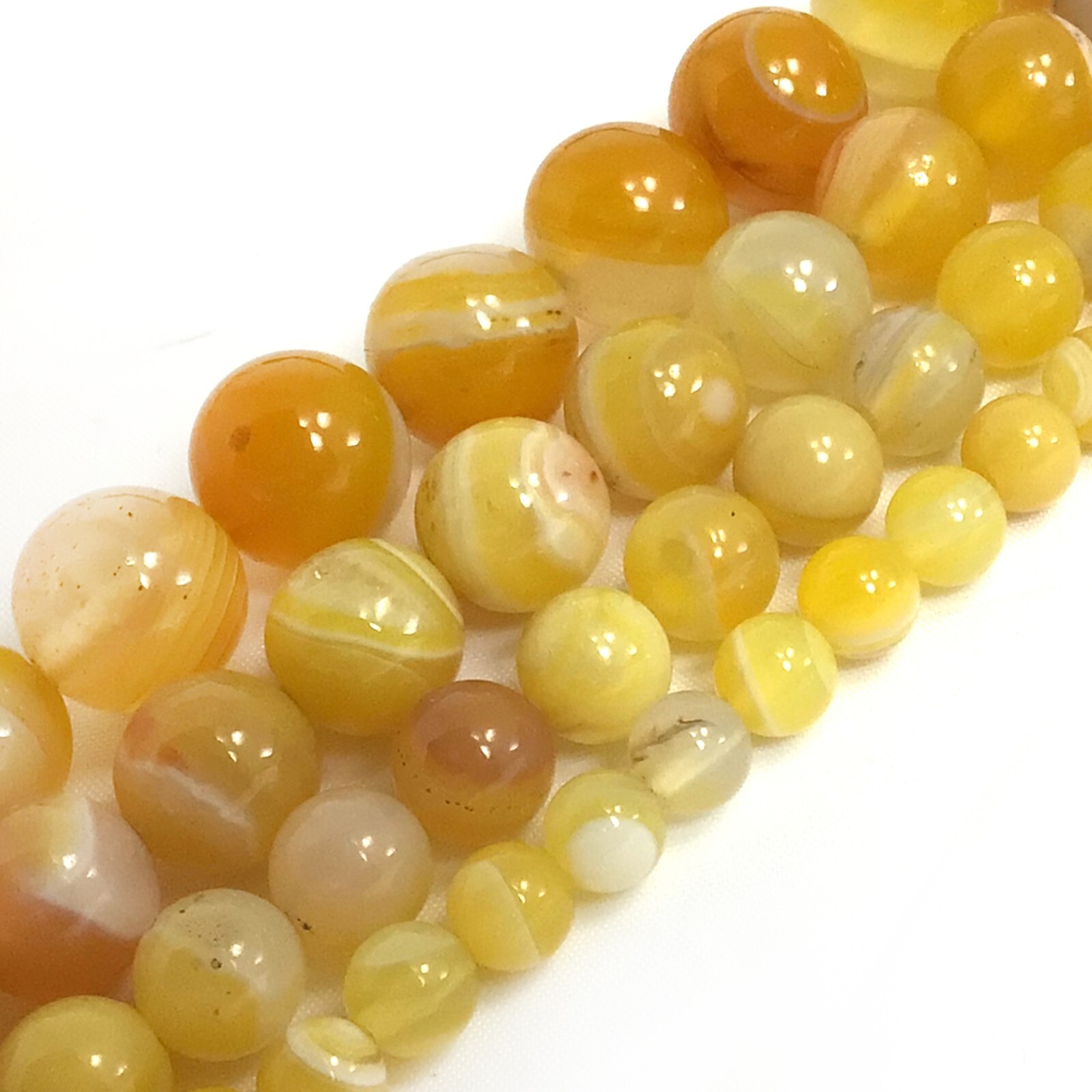 Natural Gold Yellow Stripe Agate Round Bead 15″ Jewelry Making Gemstone Bead