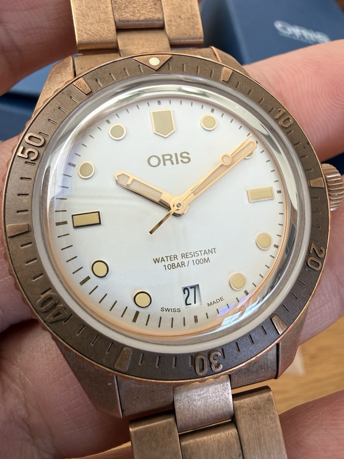 Oris Diver Sixty-Five Date Bronze White Dial Watch 01 733 7771 3151-07 8 19 15