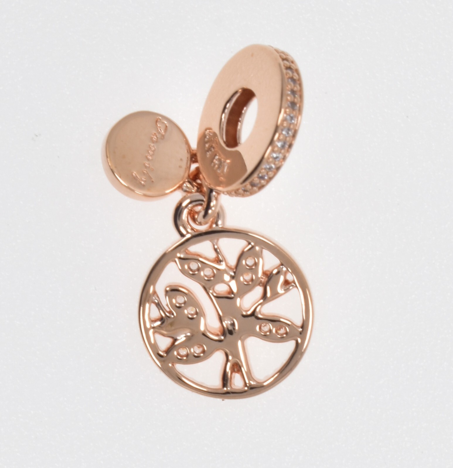 Pandora Charm Sparkling Family Tree Dangle 14K Rose Gold Plated 781728CZ