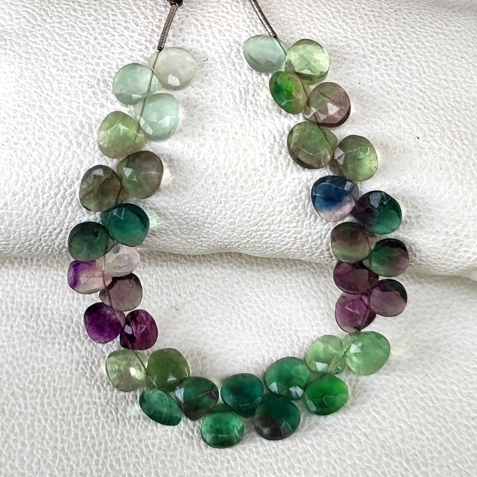 Natural Fluorite 9mm Faceted Heart Beads 8″ Strand Brazil Gemstone Jewelry