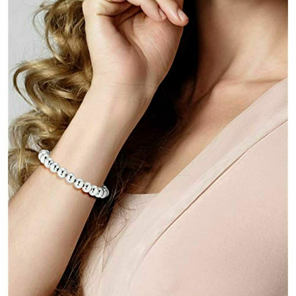 Sterling Silver 4MM-10M Italian Bead Ball Chain Bracelet- Handmade Bead Italian