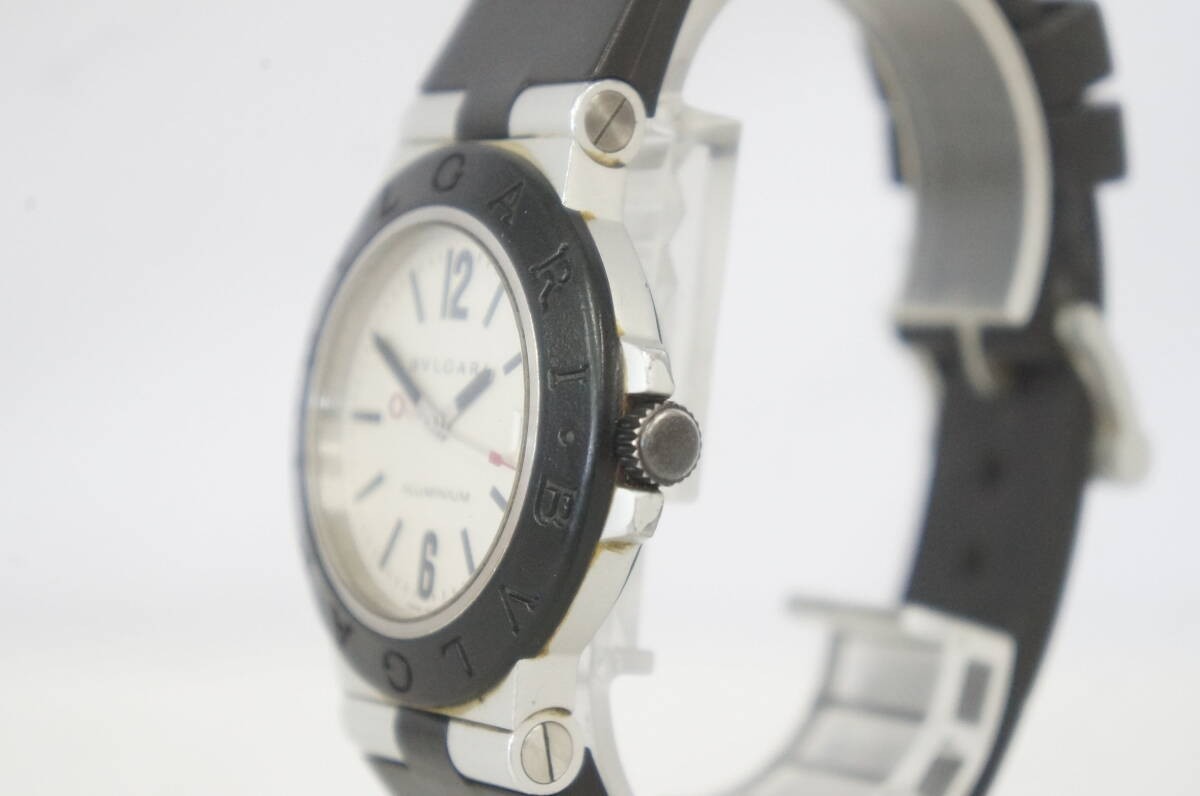 Authentic BVLGARI AL38A Mens Aluminum Wristwatch White dial Fast Shipping
