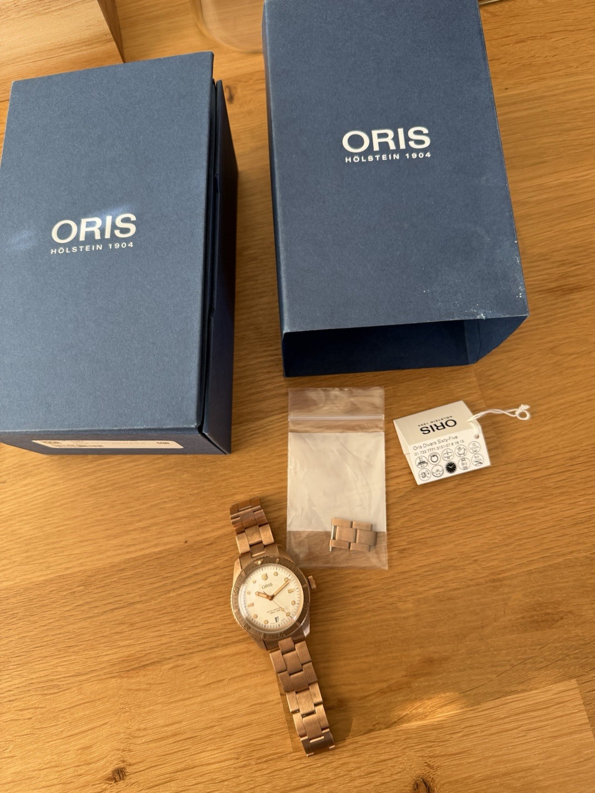 Oris Diver Sixty-Five Date Bronze White Dial Watch 01 733 7771 3151-07 8 19 15