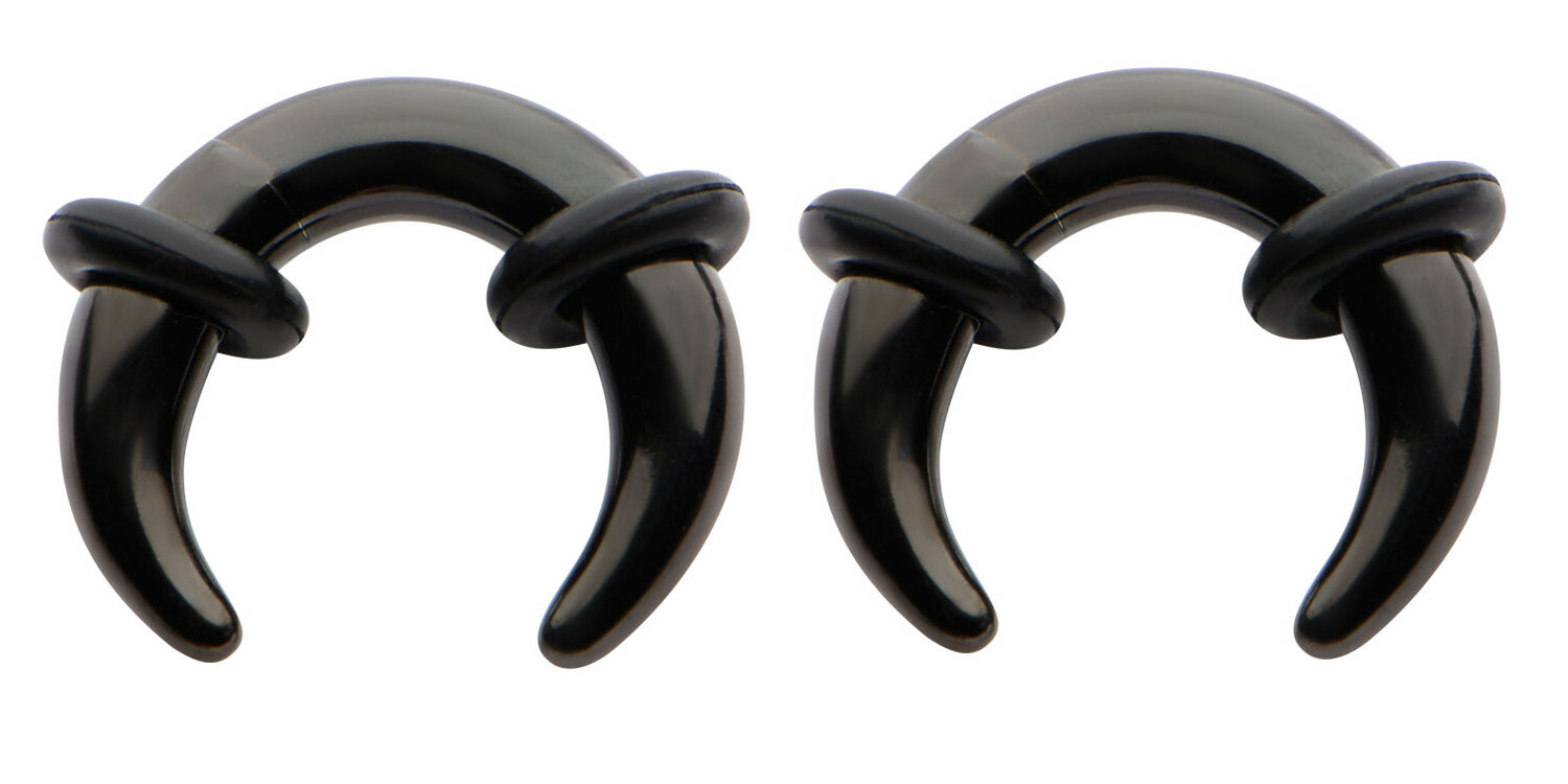 Pair 8g 3mm Black Steel Ear Plugs Tapers Pinchers Horseshoes Gauges septum 12mm